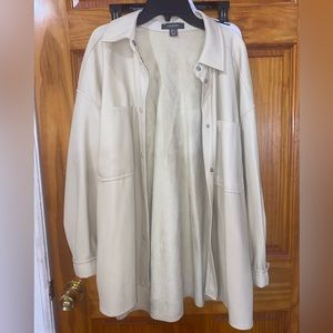 Beige oversized leather jacket